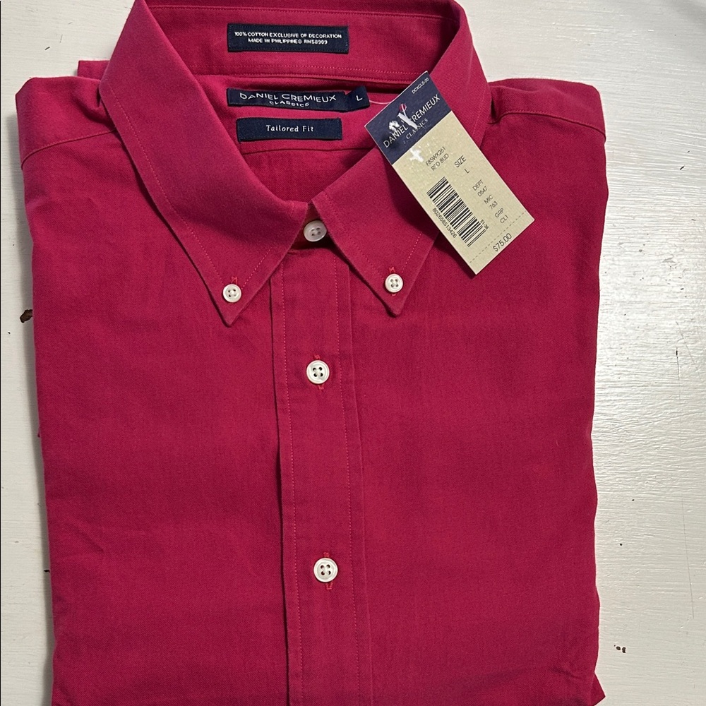 Daniel Cremieux Classics tailored fit 100% cotton L/S button down shirt size L
